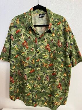 Vintage Hawaiian Shirt 100% cotton XL EXOTIC FROGS PRINT Excellent condition